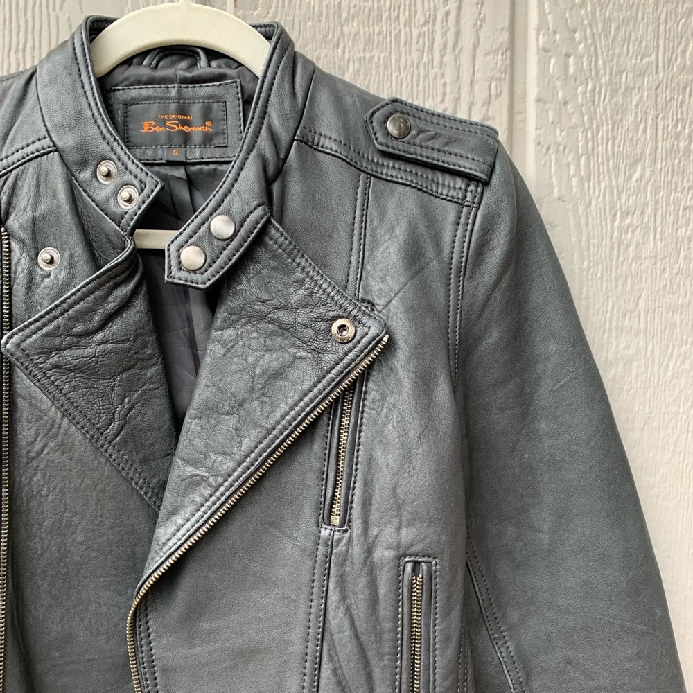 Ben Sherman genuine leather jacket, double zip closure - Picture 12 of 16